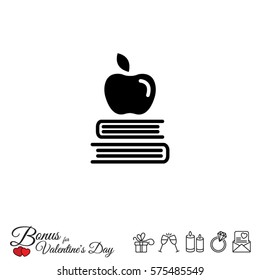 Web icon. Apple on books, knowledge icon