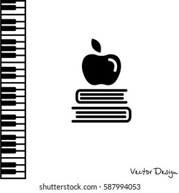 Web icon. Apple on books, knowledge icon