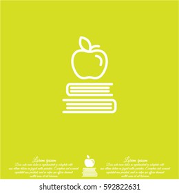 Web icon. Apple on books, knowledge icon