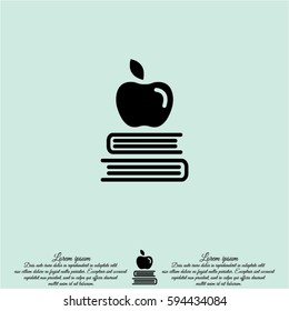 Web icon. Apple on books, knowledge icon