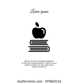 Web icon. Apple on books, knowledge icon