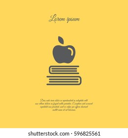 Web icon. Apple on books, knowledge icon