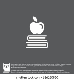 Web icon. Apple on books, knowledge icon
