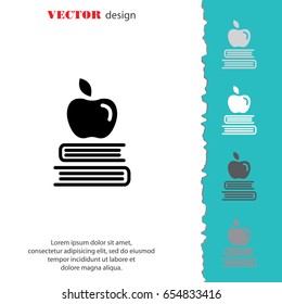 Web icon. Apple on books, knowledge icon