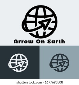 web icon arrow on earth . Website pictogram. Internet symbol for your web site design, logo, app, UI. Vector illustration, EPS10.