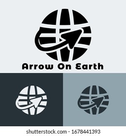 flecha de icono web en la tierra. icono de estilo sólido . Pictograma del sitio web. Símbolo de Internet para el diseño de su sitio web, logotipo, aplicación, UI. Ilustración del vector, EPS10.