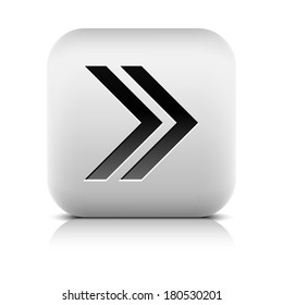 Web icon with arrow sign. Rounded square button with black shadow gray reflection on white background. Series in a stone style. Vector illustration graphic clip-art design element in 8 eps