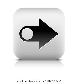 Web icon with arrow sign. Series in a stone style. Rounded square button with black shadow and gray reflection on white background. Vector illustration graphic internet design element in 8 eps