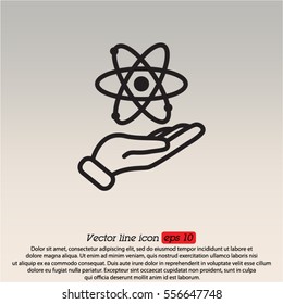 Web icon. Atom in hand