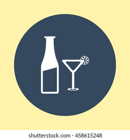 Web Icon of Beer Bottle & Glass.