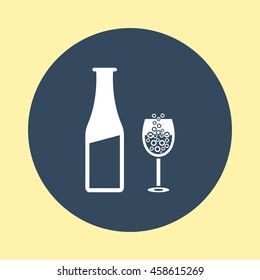 Web Icon of Beer Bottle & Glass.