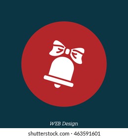 Web icon. Bell with bow, school bell