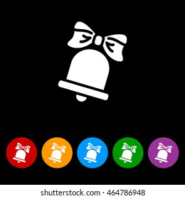 Web icon. Bell with bow, school bell