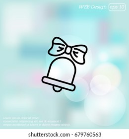 Web icon. Bell with bow, school bell