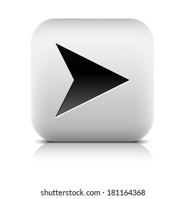 Web icon with black arrow sign. Series in a stone style. Rounded square button with shadow, reflection on white background. Vector illustration graphic design element save in 8 eps