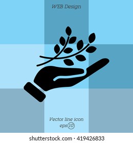 Web icon. A branch in the hand