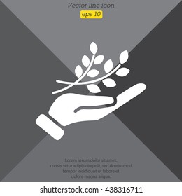 Web icon. A branch in the hand