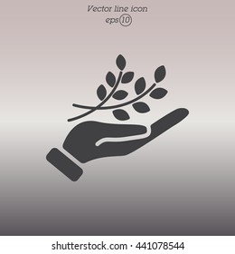 Web icon. A branch in the hand