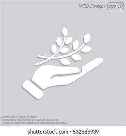 Web icon. A branch in the hand