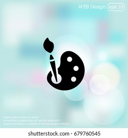 Web icon. Brush and paint, palette with paints and brush