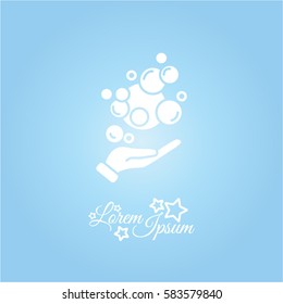 Web icon. Bubbles in the hand, bubble blower