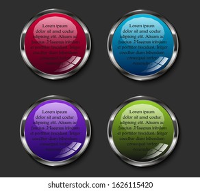Web icon button round infographic metallic frame glossy bright