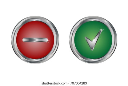 Web icon button yes or no, isolated vector
