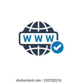 Web icon with check sign. Web icon and approved, confirm, done, tick, completed symbol. Vector illustration