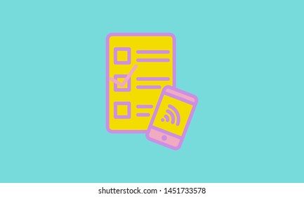 Web icon. Checklist and smartphone with wi-fi
