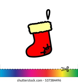 Web icon. Christmas boot for gifts, Santa's boot