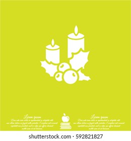 Web icon. Christmas candle and holly berry