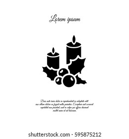 Web icon. Christmas candle and holly berry