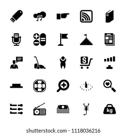 Web icon. collection of 25 web filled icons such as scorpion, signal, microphone, flag, fan, weight, heart search. editable web icons for web and mobile.