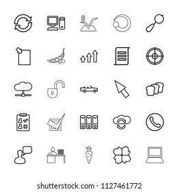 Web icon. collection of 25 web outline icons such as beanbag, chatting man, hands, check list, target, reload, call, cloud, cloud sync. editable web icons for web and mobile.