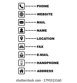 Web-Symbol, kontaktieren Sie uns Symbol, Vektorsymbol für Visitenkartennamen, einzelne Illustrationen weißer Hintergrund