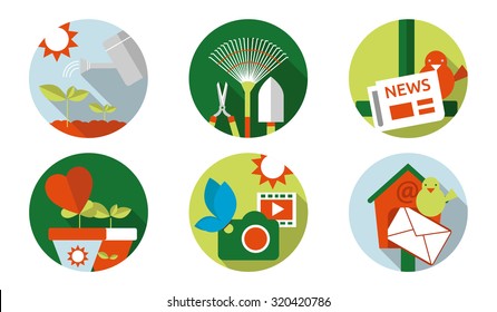 Web icon cultivating: flat icons set