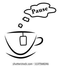 web icon cup of tea with steam cloud pause isolated