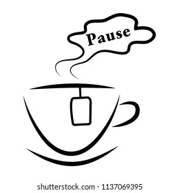 web icon cup of tea with steam cloud pause isolated
