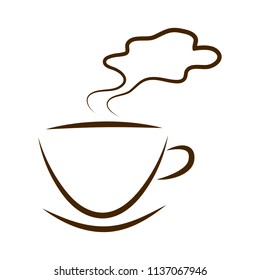 web icon cups of coffee with steam cloud isolated