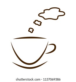 web icon cups of coffee with steam cloud isolated