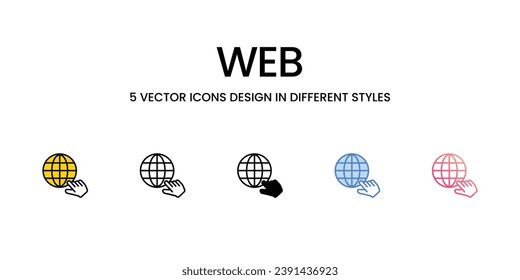 Diseño de iconos Web en estilo Cinco con barra modificable. Línea, Sólido, Línea plana, Color de tono Duo y Línea de degradado de color. Adecuado para diseño de páginas Web, aplicaciones móviles, UI, UX y GUI.
