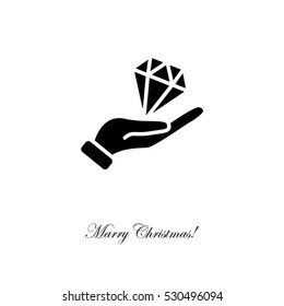 Web icon. Diamond in hand