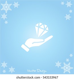 Web icon. Diamond in hand
