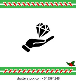 Web icon. Diamond in hand
