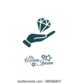 Web icon. Diamond in hand