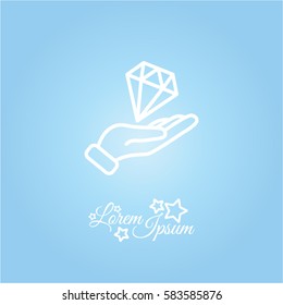 Web icon. Diamond in hand