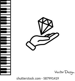 Web icon. Diamond in hand