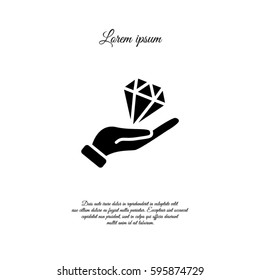Web icon. Diamond in hand