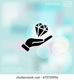 Web icon. Diamond in hand