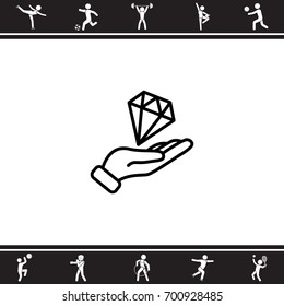 Web icon. Diamond in hand